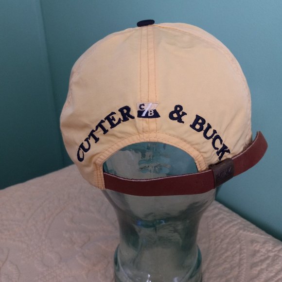 cutter and buck yellow cap with leather adjustable band pre-owned - Picture 3 of 4